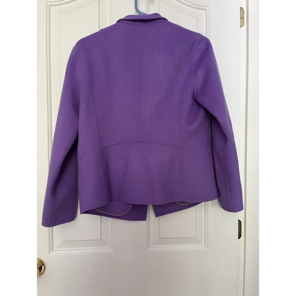 Talbots Purple 90% Wool Open Front Jacket Blazer, Small Petite Pockets Fall - Picture 3 of 7